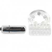  Cock Ring Vibrating Clit Flicker 7-Function, CLEAR cockring